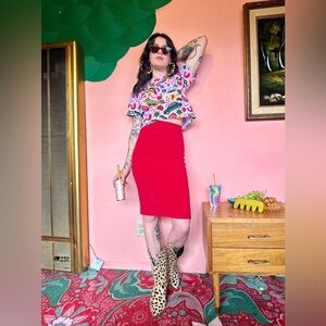 Nooworks Tomato Red Wiggle Skirt